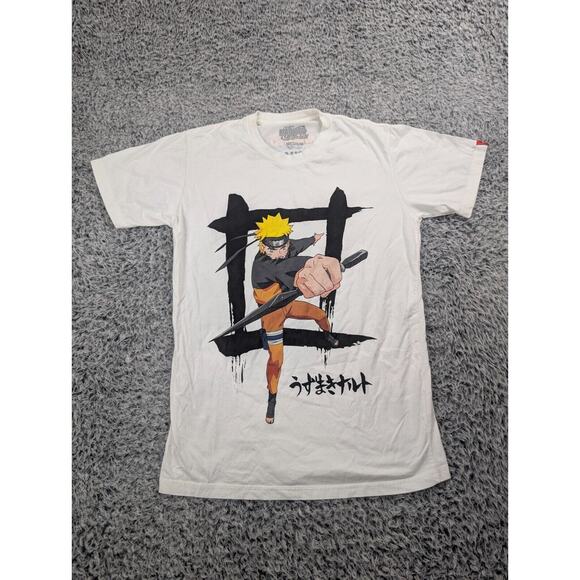 Naruto Shippuden Shinobi Shirt Mens Medium White Graphic Anime Short Sleeve Tee - Picture 1 of 6